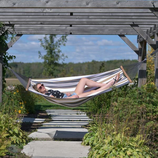 Vivere 12 ft. Cotton Double Spreader Bar Hammock in Desert