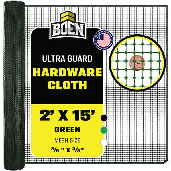 BOEN 2 ft. x 15 ft. Green Plastic Hardware Net