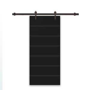 28 in. x 80 in. Black Stained Composite MDF Paneled Interior Sliding Barn Door with Hardware Kit
