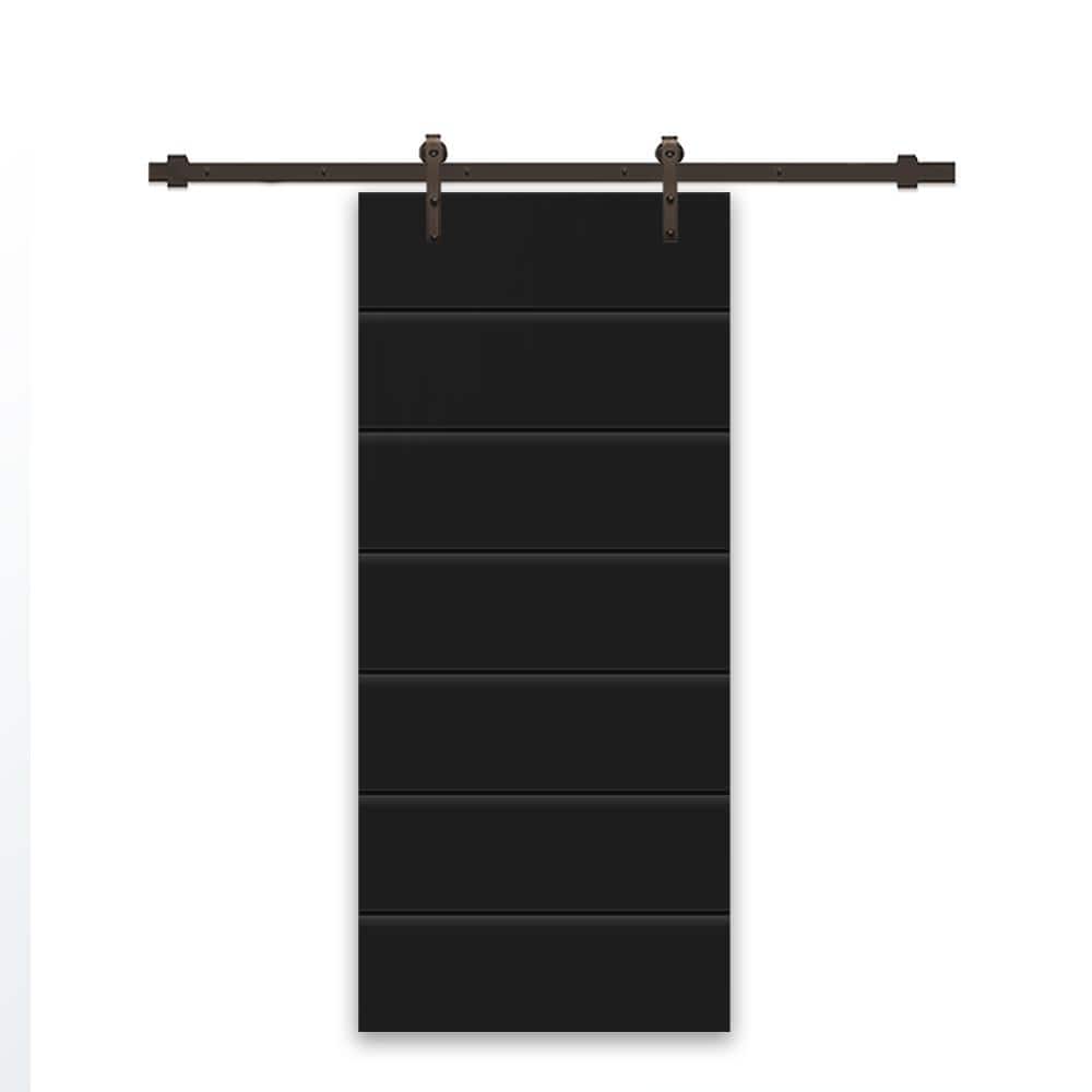 40 in. x 80 in. Black Painted Composite MDF Paneled Interior Sliding Barn Door with Hardware Kit price history on PriceWatchPro