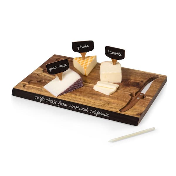 Delio Acacia Wood Cheese Board with Tools