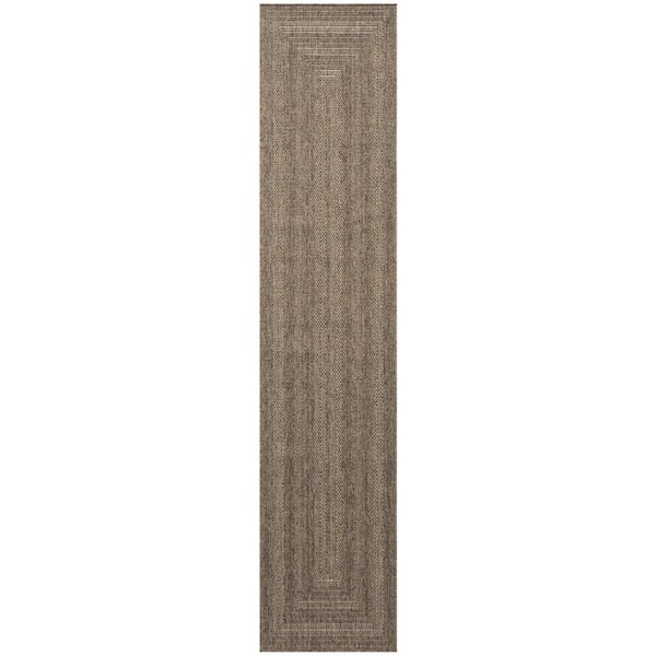 Nourison Tulum Brown 2 ft. x 8 ft. Linear Contemporary Runner Area Rug