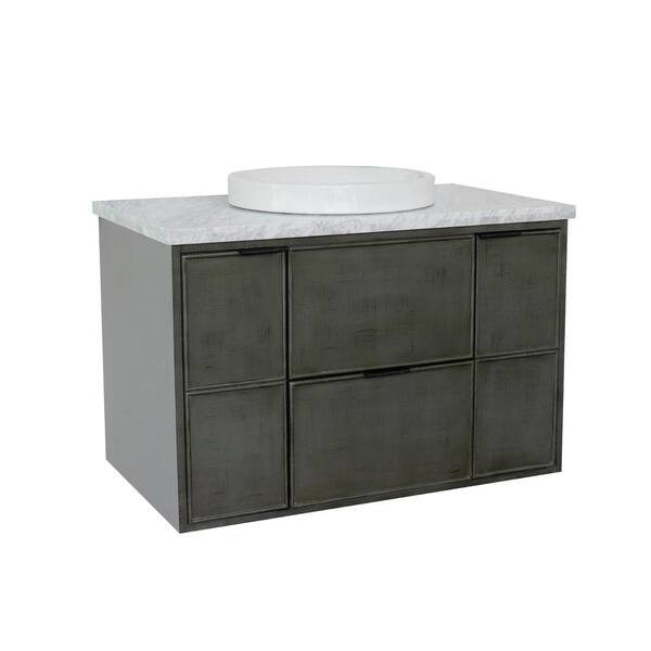 Bellaterra Home Scandi Ii 37 In W X 22 In D Wall Mount Bath Vanity In Gray With Marble Vanity