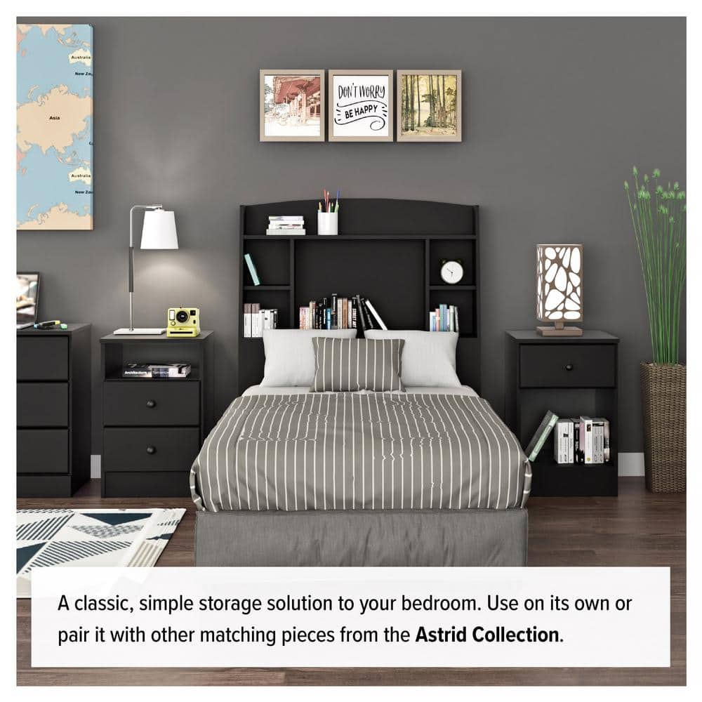 Astrid Sleek Black 4-Drawer Dresser with Solid Wood Knobs