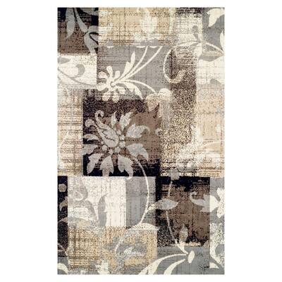Pastiche Chocolate 7 ft. x 9 ft. Floral Patchwork Polypropylene Area Rug