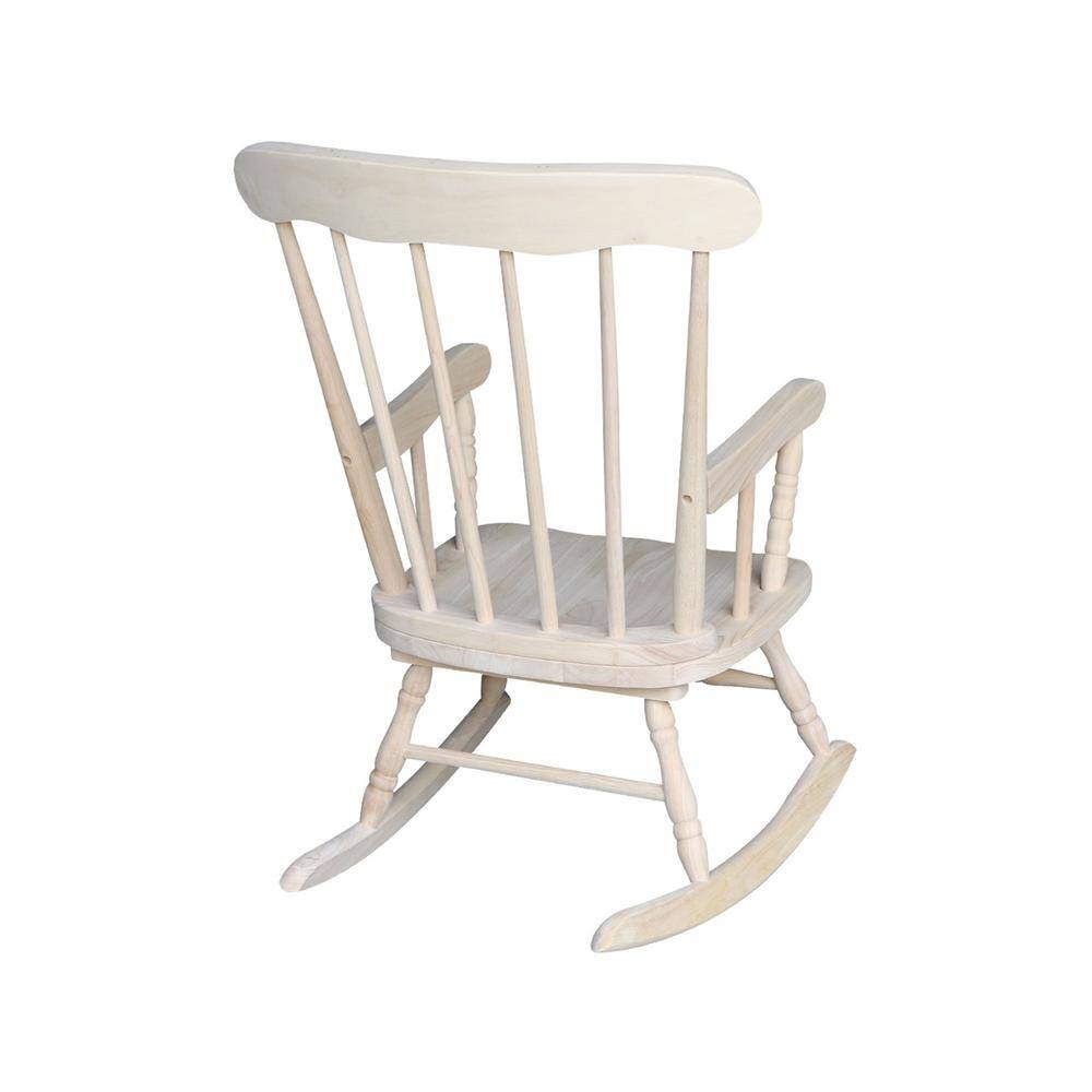 Traditional Unfinished Solid Wood Kids Rocker for Nursery and Playroom