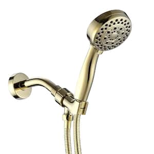 ACAD 5-Spray Patterns 1.8 GPM 3.5 in. Wall Mounted Handheld Shower Head with Hose in Polished Golden