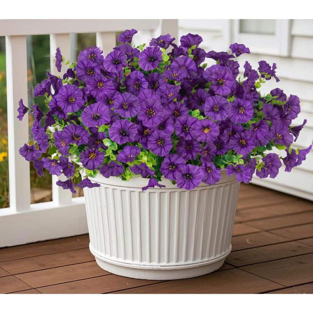 14 in. White Indoor/Outdoor Artificial Morning Glory Flower
