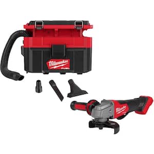 M18 FUEL PACKOUT 18-Volt Lithium-Ion Cordless 2.5 Gal. Wet/Dry Vacuum with M18 FUEL 4-1/2 in. Grinder
