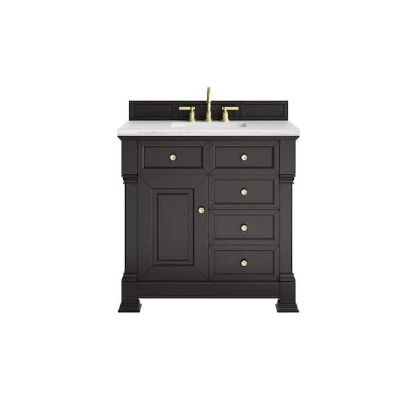 Brookfield 36.0 in. W x 23.5 in. D x 35.88 in. H Single Bath Vanity in Black Onyx with Arctic Fall Solid Surface Top