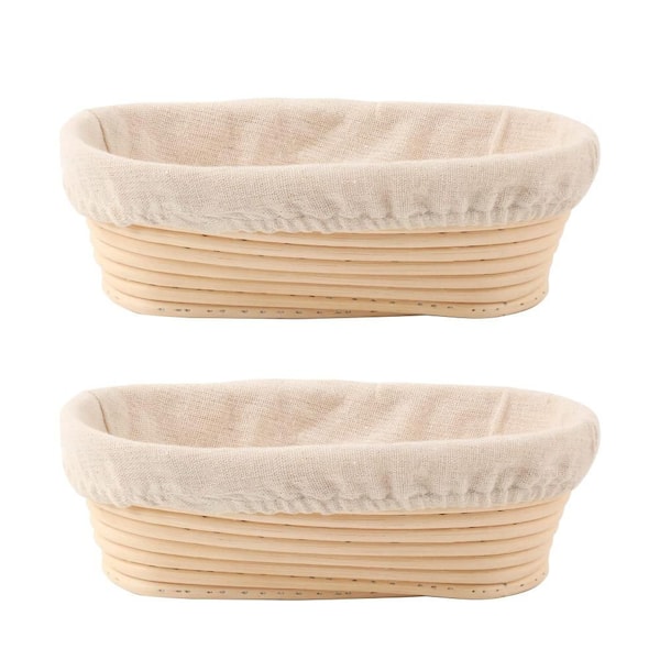 10 in. Oval Banneton Bread Proofing Basket for Professional and Home Sourdough Bread Baking, Dough Proofing Bowls, 2-Set