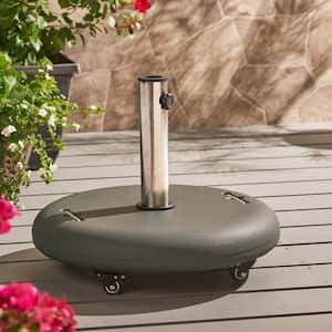 85 lbs. Patio Umbrella Base with Wheels in Green