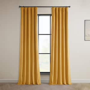 Aztec Gold Velvet Rod Pocket Room Darkening Curtain - 50 in. W x 120 in. L Single Panel Window Velvet Curtain