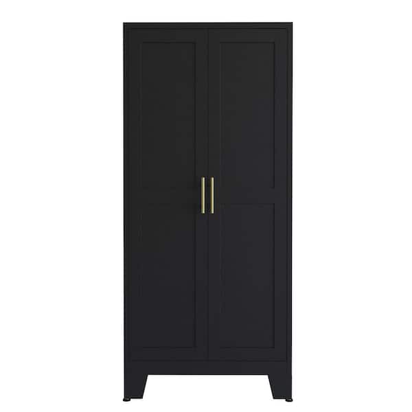 Unbranded 27.55 in. W x 13.78 in. D x 61.00 in. H Black Metal Linen Cabinet with 2 Doors