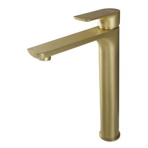 ABAD Single Hole Single Handle High-Arc desk mounted Water-Saving Bathroom Faucet in Brushed Gold