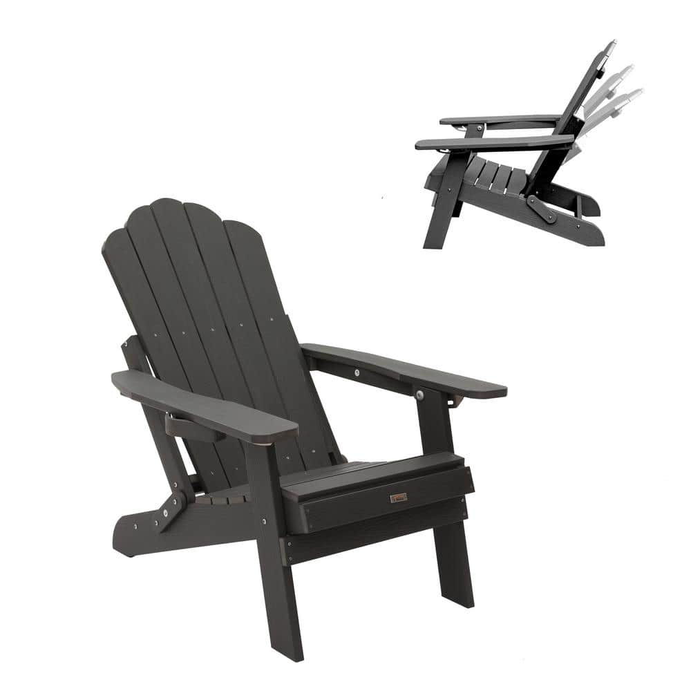 Mondawe Gray HIPS Plastic Folding Patio Adirondack Chair Adjustable