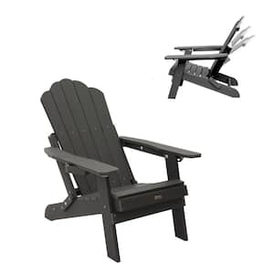 Gray HIPS Plastic Folding Patio Adirondack Chair Adjustable Reclining Chair with Cup Holder