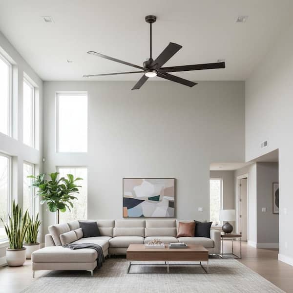 Szeplo II 80 in. Outdoor Olde Bronze Downrod Mount Ceiling Fan with Integrated LED with Wall Control Included