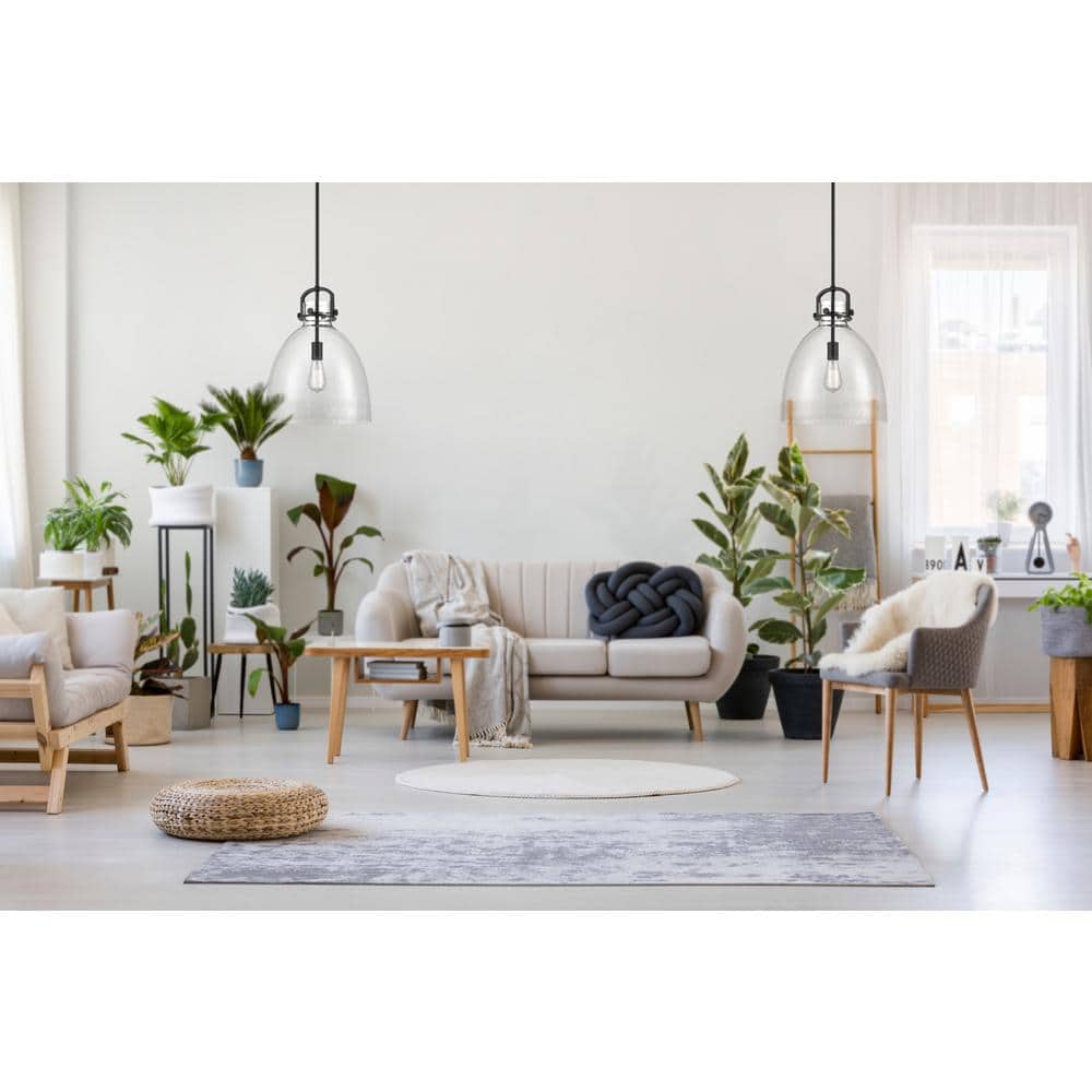 Newton Matte Black 14" Dome Glass Mini Pendant Light
