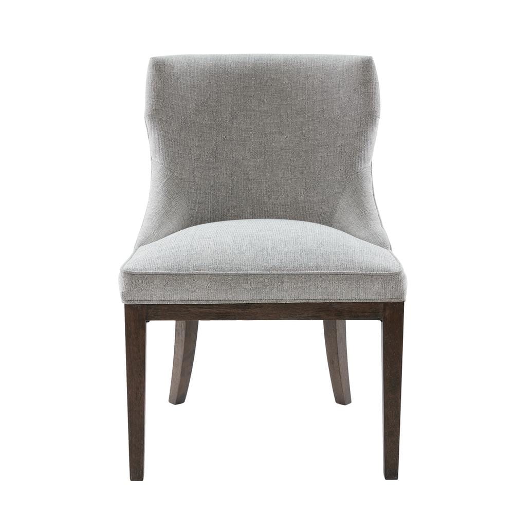 Set of 2 Gray Upholstered Walnut Dining Side Chairs