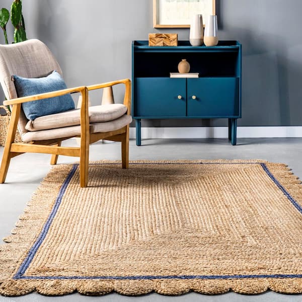 Hand Woven Braided Jute Door Mat Reversible Small Natural Rectangle 2x3 ft  Rugs