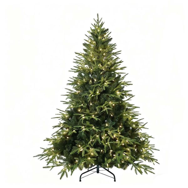 6.5 ft. Artificial Tree with 450 Warm White Incandescent Lights, 2225 Tips, Partial Memory Wire Branches for Outdoor