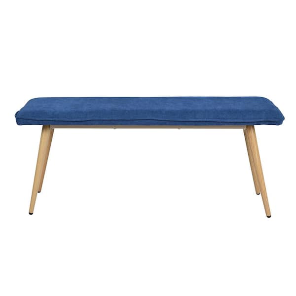 Spaco Blue Dining Room Upholstered Bench with Metal Legs 45.3 in. W x 15.3 in. D x 18.3 in. H