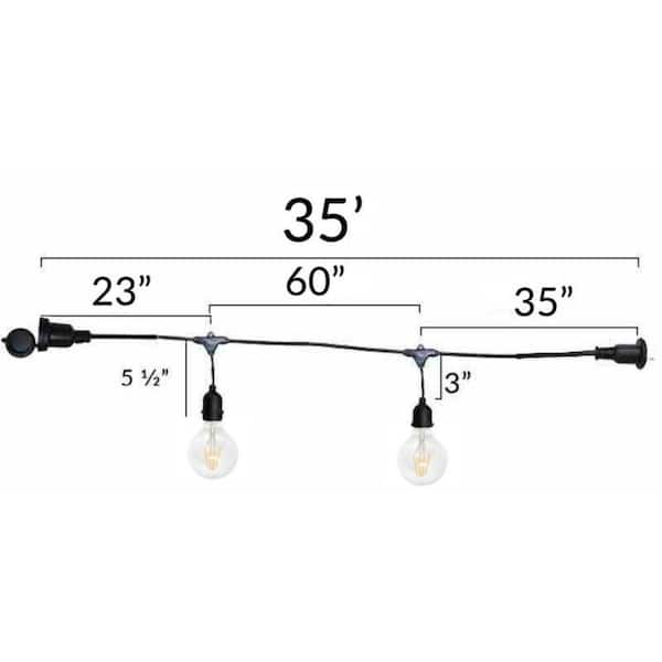 AQLIGHTING 7 Light 35 ft. Outdoor Plug-in LED Globe String Light - The Home Depot