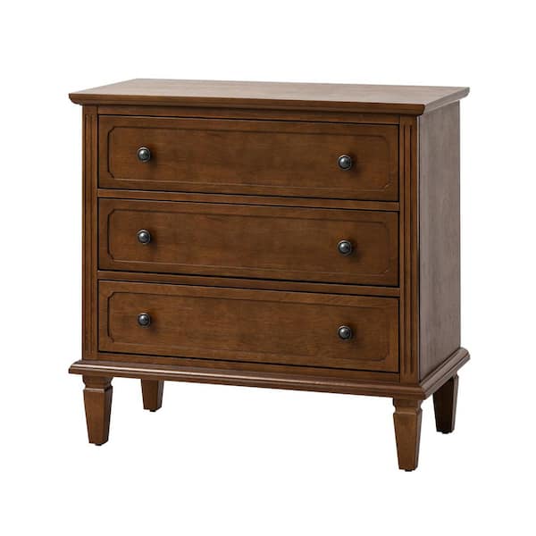 JAYDEN CREATION Leandro Acorn 3 Drawer 28.3 in. W Nightstand with