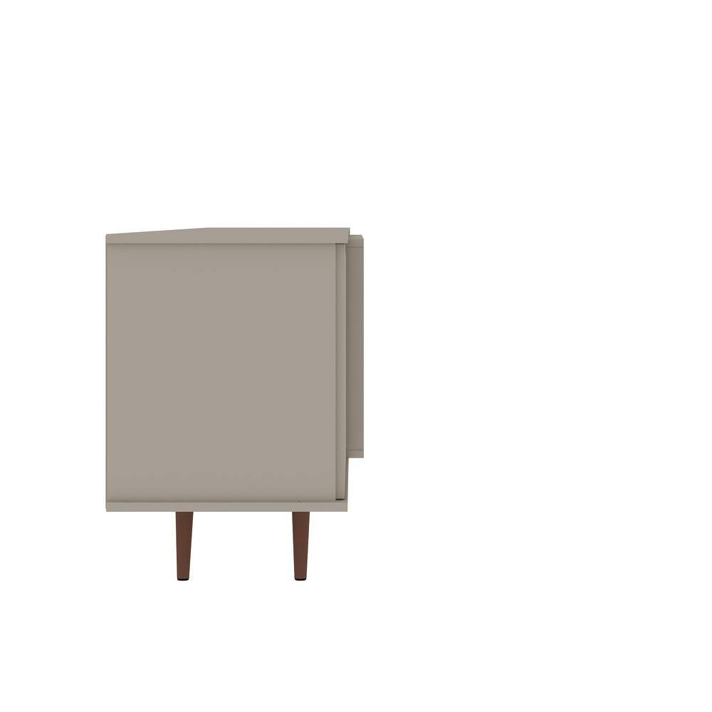 Off White Composite Mid-Century Modern TV Stand with Cabinet