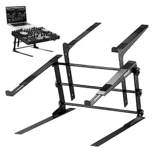 Pyle Portable Dual Laptop Stand Adjustable Height and Anti-Slip Prongs for DJ Mixer, Sound Equipment, black