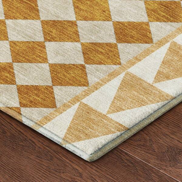 Mayfield Premium Machine Washable Abstract AMF2522 Copper 3 ft. x 4 ft. Area Rug