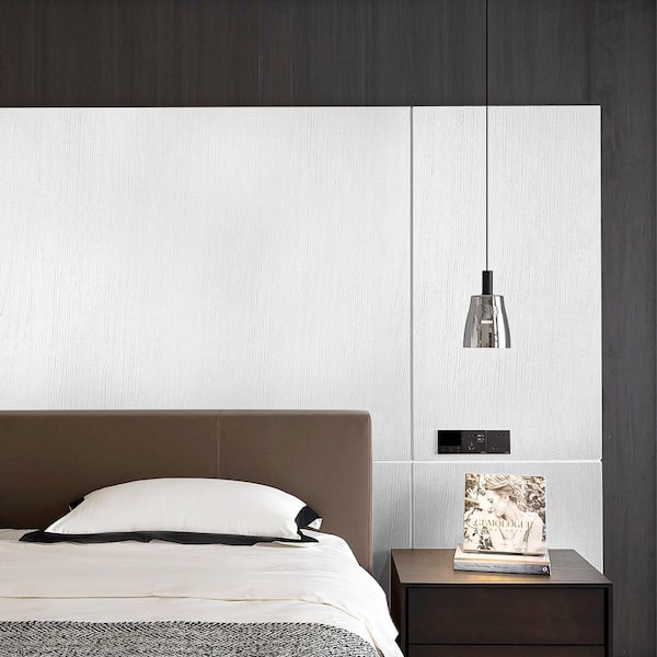 Pure White Wood Grain Peel and Stick Wallpaper Roll Vinyl Waterproof Self Adhesive Contact Paper (Covers 36 sq. ft.)