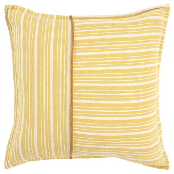 Yellow, White Striped Polyester 20 in. x 20 in. Throw Pillow