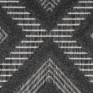 7' X 10' Black Geometric Flatweave Area Rug