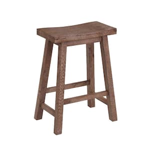 24.25 in. H Gray Wooden Frame Saddle Seat Counter Height Stool with Angled Legs