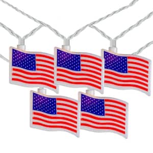 7.5 ft. 10-Count Incande Patriotic American Flag 4th of July Lights with White Wire