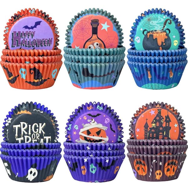 300-Pieces Medium Halloween Cupcake Liners, 6 Styles Potion Pattern Standard Baking Cups Cupcake Wrappers