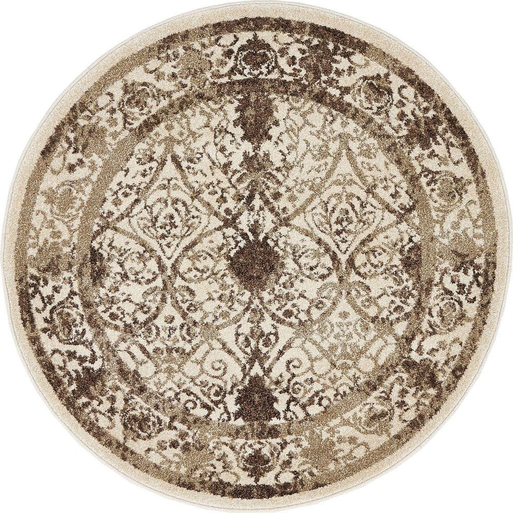 Unique Loom La Jolla Traditional Brown 3' 3 x 3' 3 Round Rug 3132022