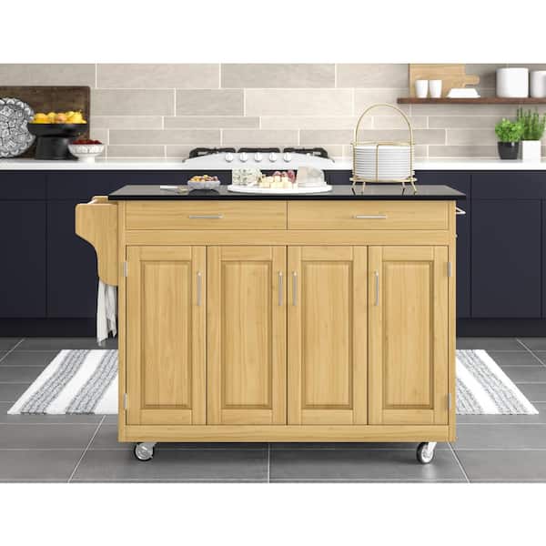 43in Natural Kitchen Cart With Engineered Stone Top