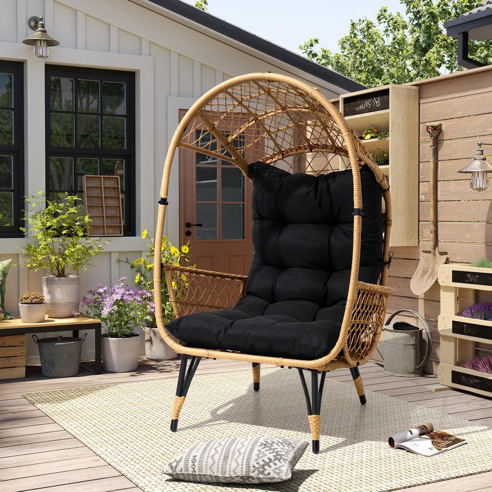 Wicker cushioned cuddle online patio chair