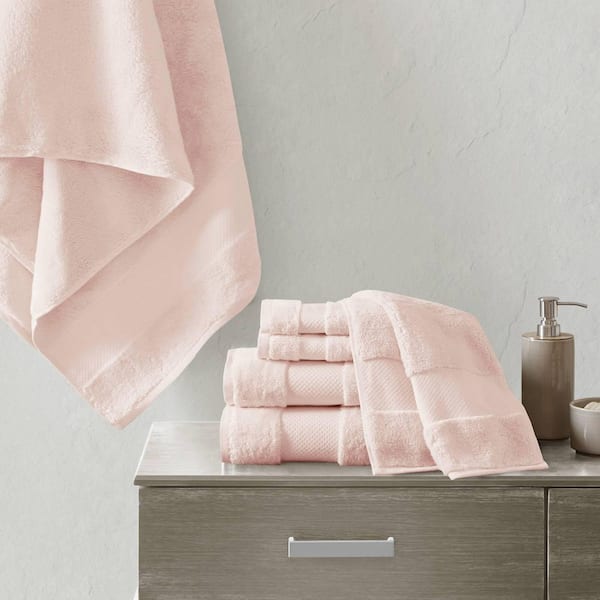 MADISON PARK Signature Turkish 6-Piece Blush Cotton Bath Towel Set