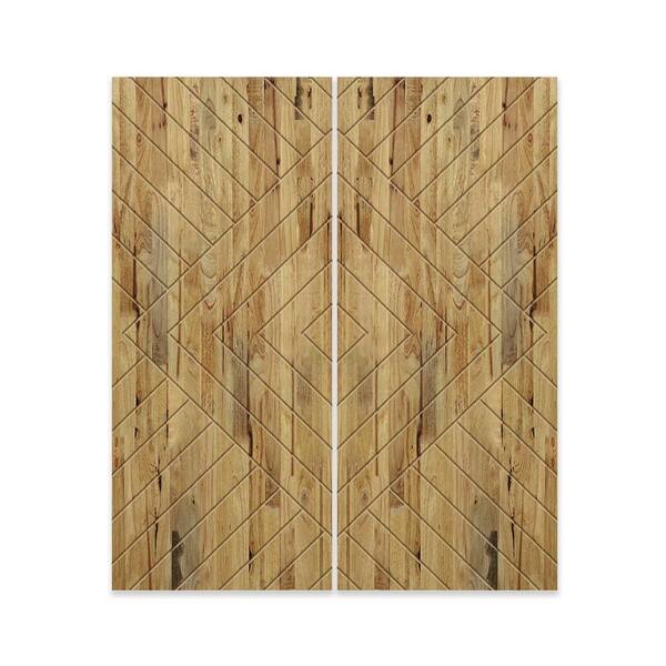 CALHOME 48 in. x 84 in. Hollow Core Weather Oak Stained Solid Wood