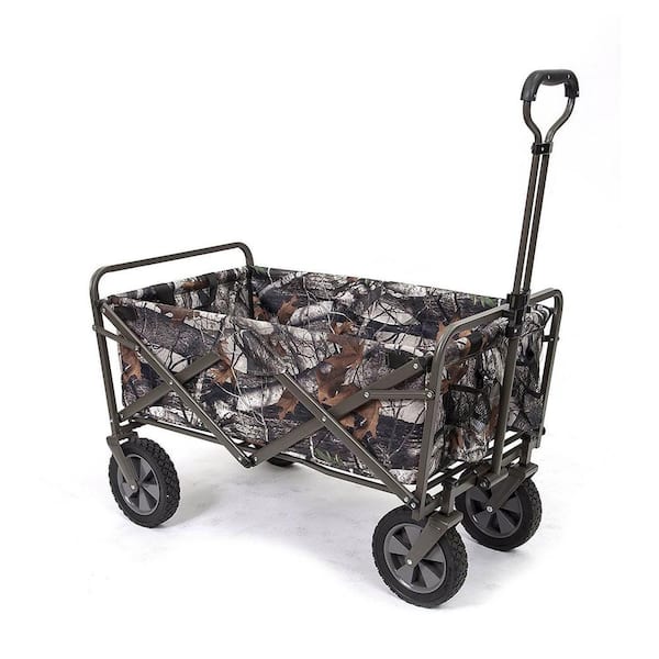 Camo Outdoor Recreational Camping, Hunting, Pier Fishing Folding Wagon  All-Terrain Cooler Wheels with Rod Holders
