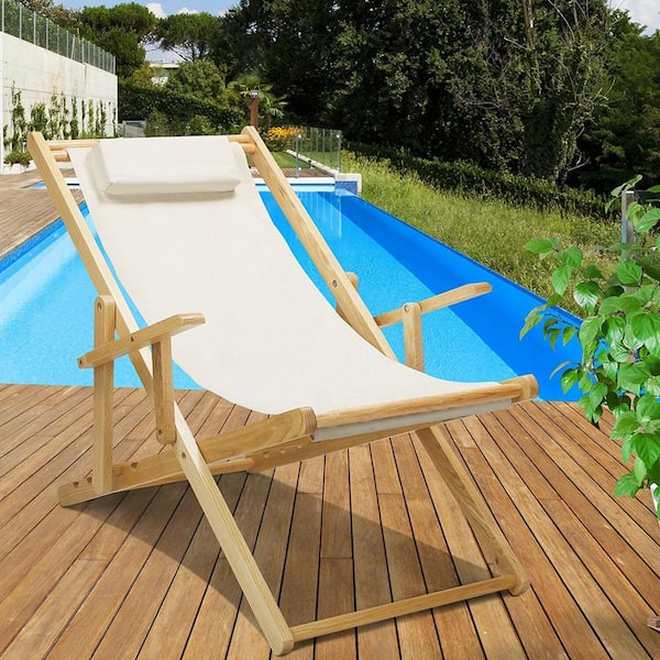 Natural Frame and Natural Canvas Solid Wood Sling Chair