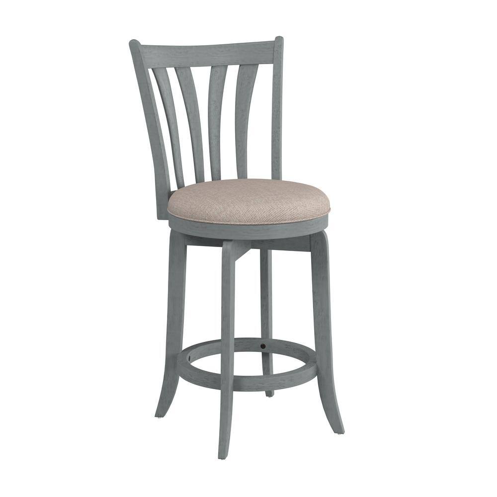 37" Blue Wire Brush Swivel Wood Counter Stool