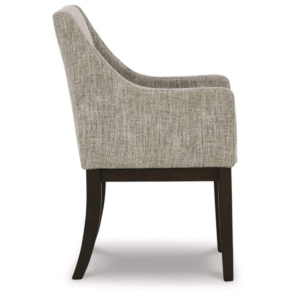 Beige and Brown Upholstered Wood Dining Armchair Set