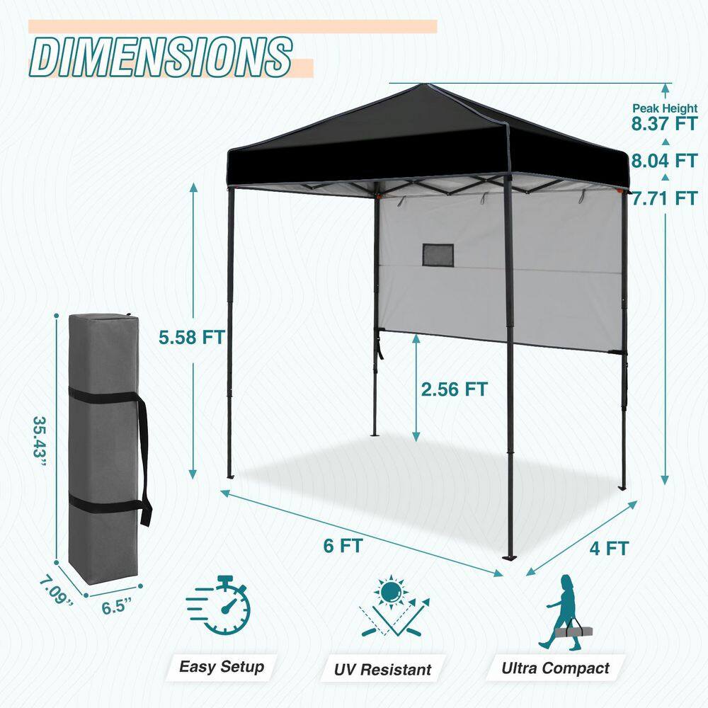 Eagle Peak 6x4 Black and Gray Adjustable Outdoor Canopy Tent