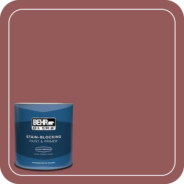 BEHR ULTRA 1 qt. #150F-6 Gallery Red Extra Durable Satin Enamel Interior Paint & Primer