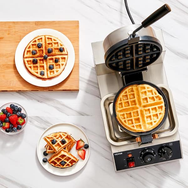 Commercial Waffle Maker 1 Piece per Batch 1300W Round Waffle Iron Non-Stick Waffle Cone Machine